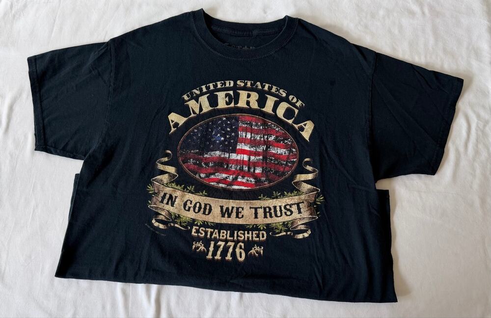 5 Star United States of America Black Short Sleeve T-Shirt Men’s Size Large
